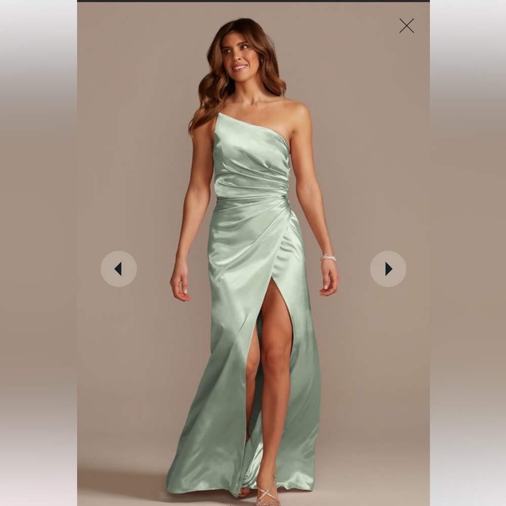 David’s bridal Galina charmeuse draped one-shoulder bridesmaid dress